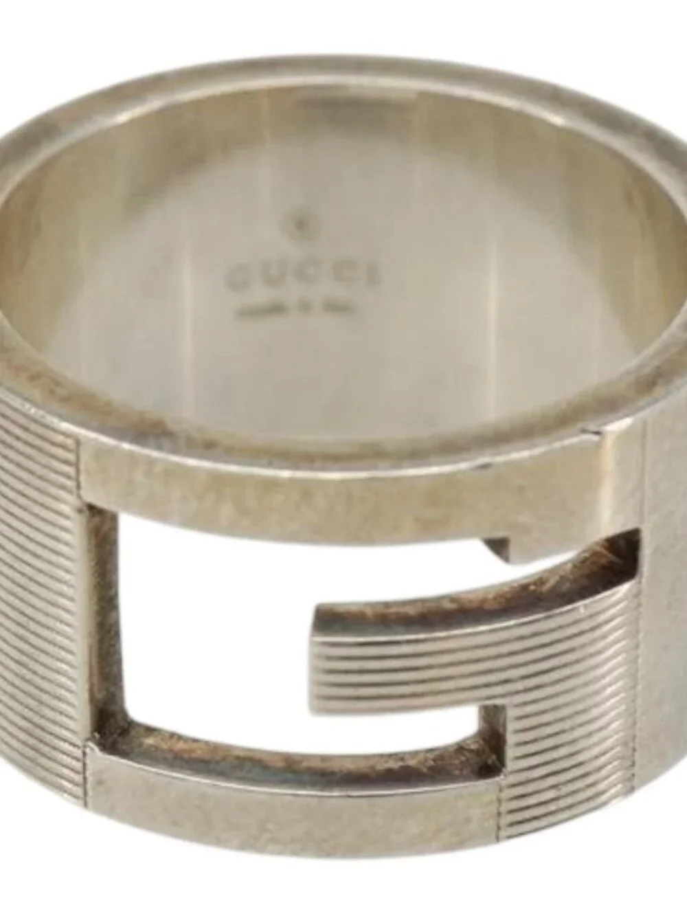 GUCCI Branded G Ring Ag925 Silver Auth SW2379V